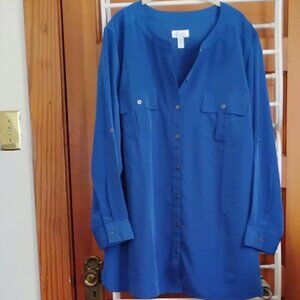 Denim and Co tunic blouse royal blue.